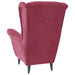 Fauteuil met voetenbank fluweel wijnrood