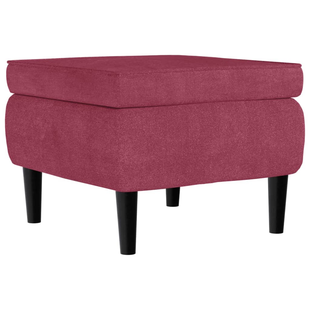 Fauteuil met voetenbank fluweel wijnrood
