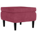 Fauteuil met voetenbank fluweel wijnrood