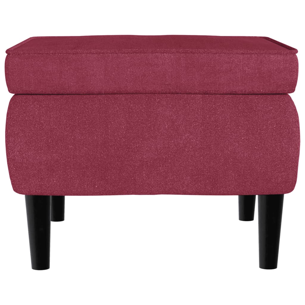 Fauteuil met voetenbank fluweel wijnrood