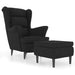 Fauteuil met voetenbank fluweel zwart