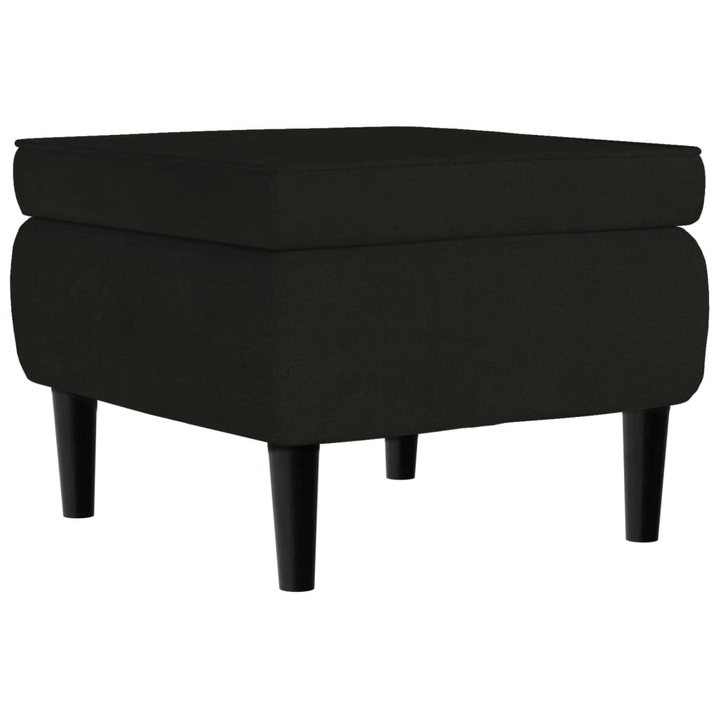 Fauteuil met voetenbank fluweel zwart