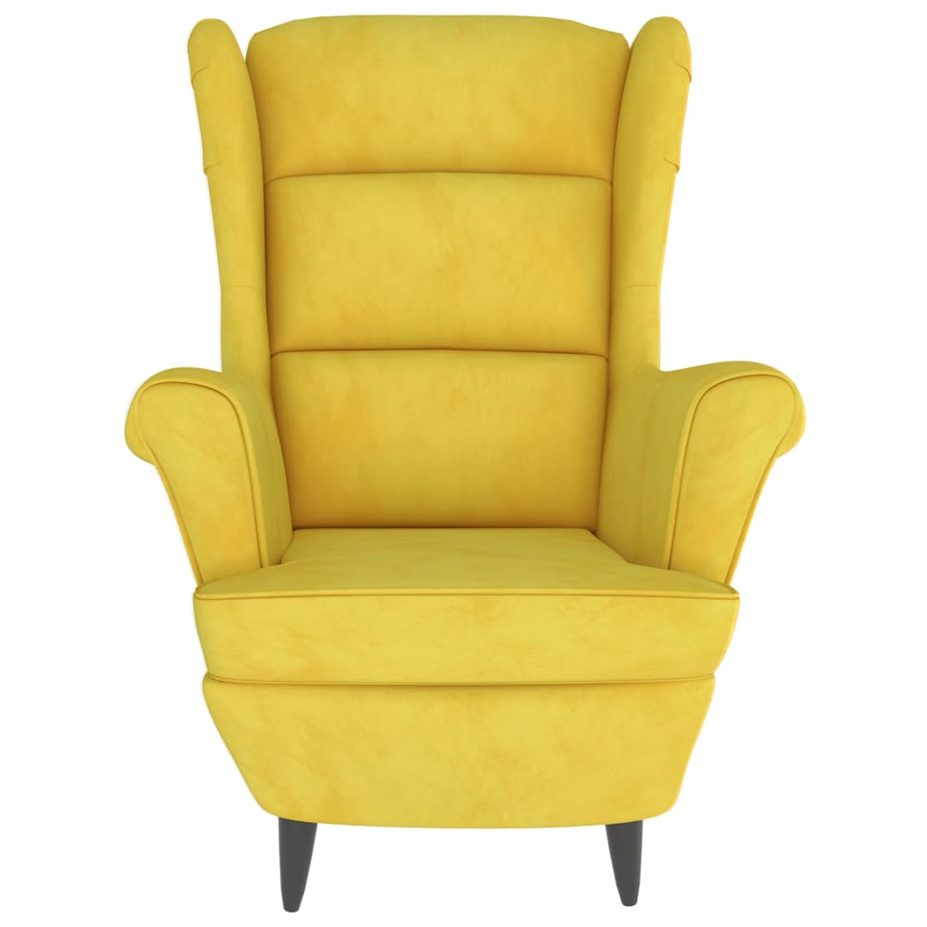 Fauteuil met voetenbank fluweel mosterdgeel