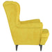 Fauteuil met voetenbank fluweel mosterdgeel