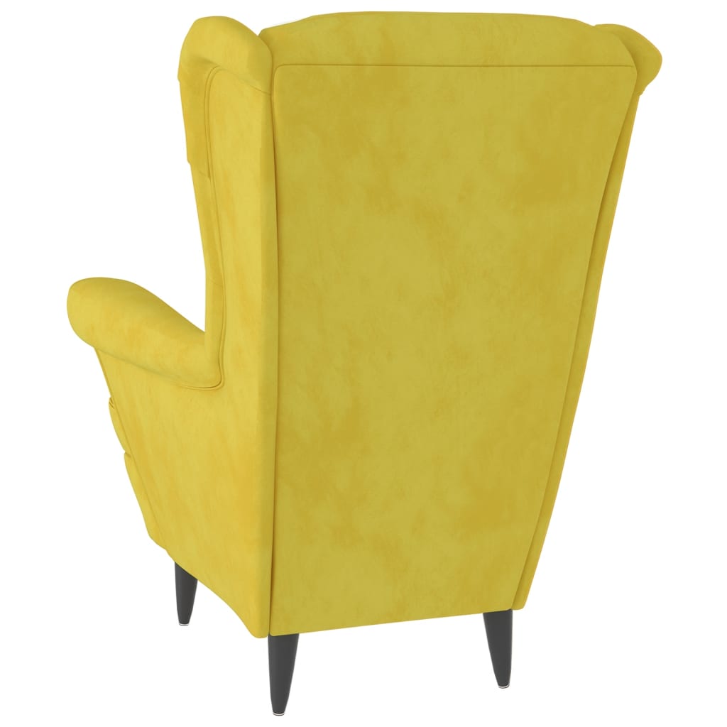 Fauteuil met voetenbank fluweel mosterdgeel