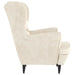 Fauteuil met voetenbank fluweel crèmekleurig