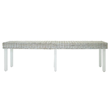 Bankje 160x35x45 cm natuurlijk kubu rattan en mahoniehout wit