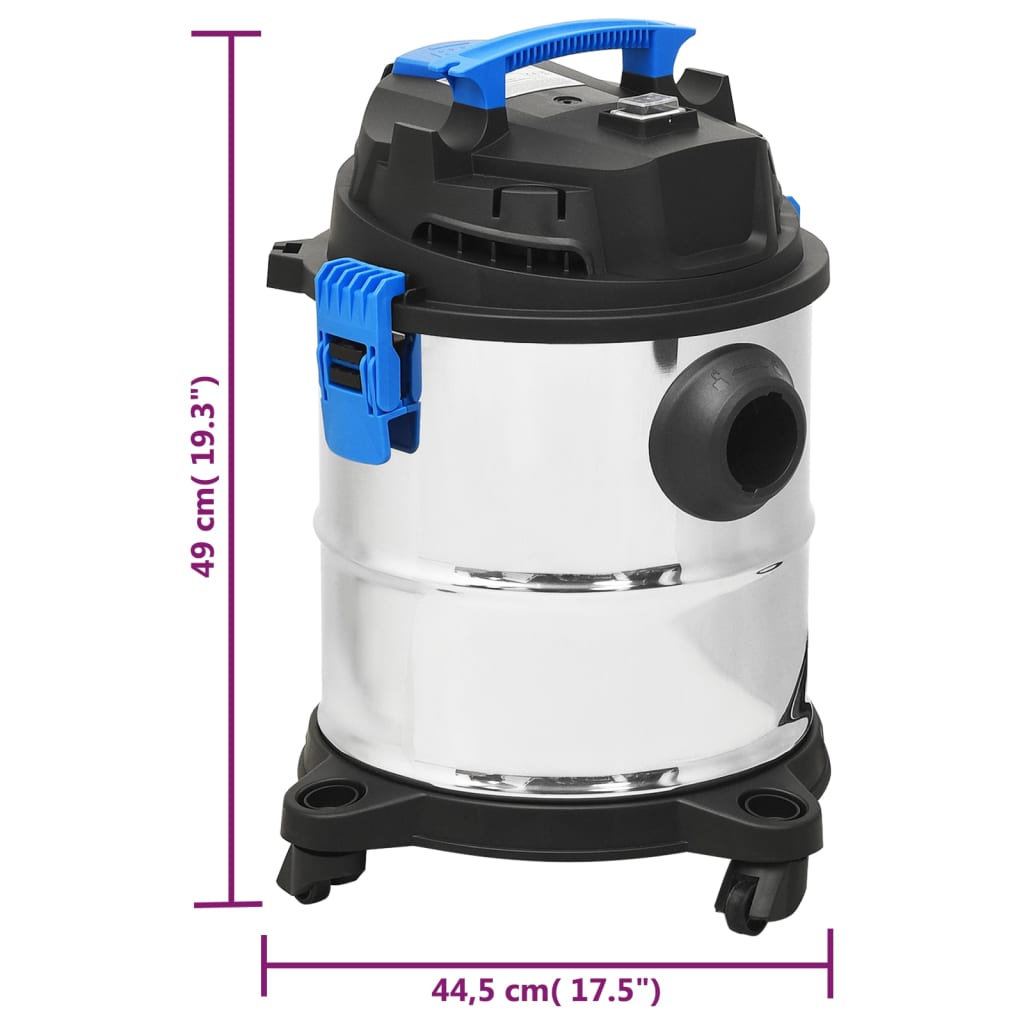 Nat- en droogzuiger 1200 W 20 L zilverkleurig