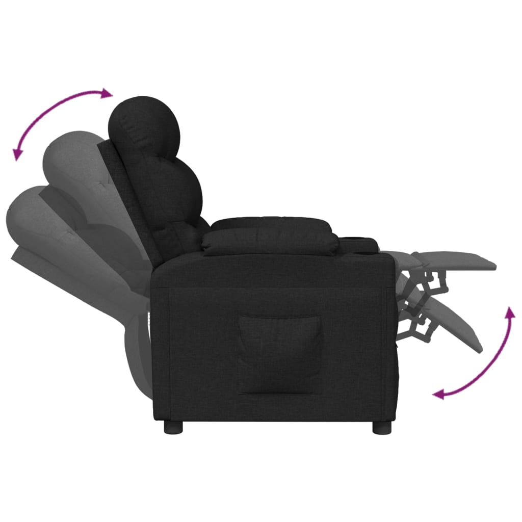 Fauteuil verstelbaar stof zwart