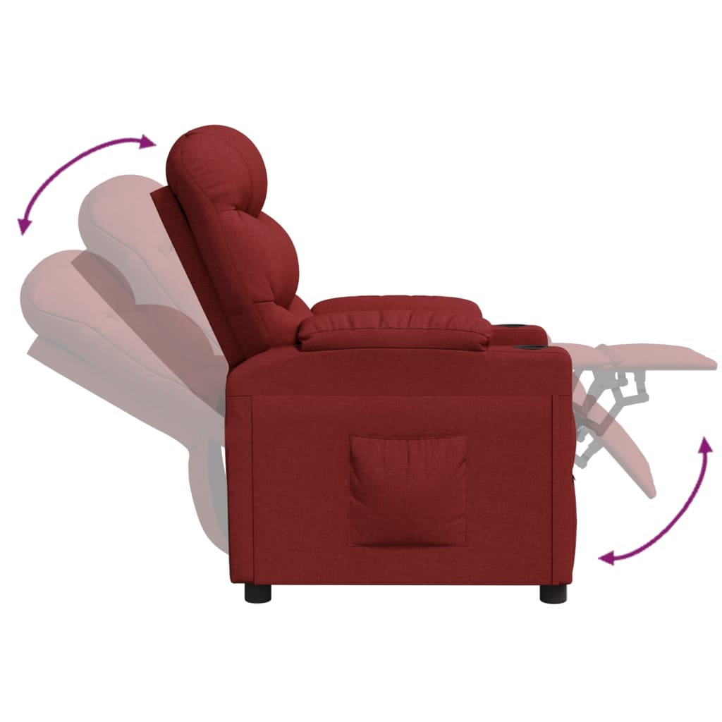 Fauteuil verstelbaar stof wijnrood