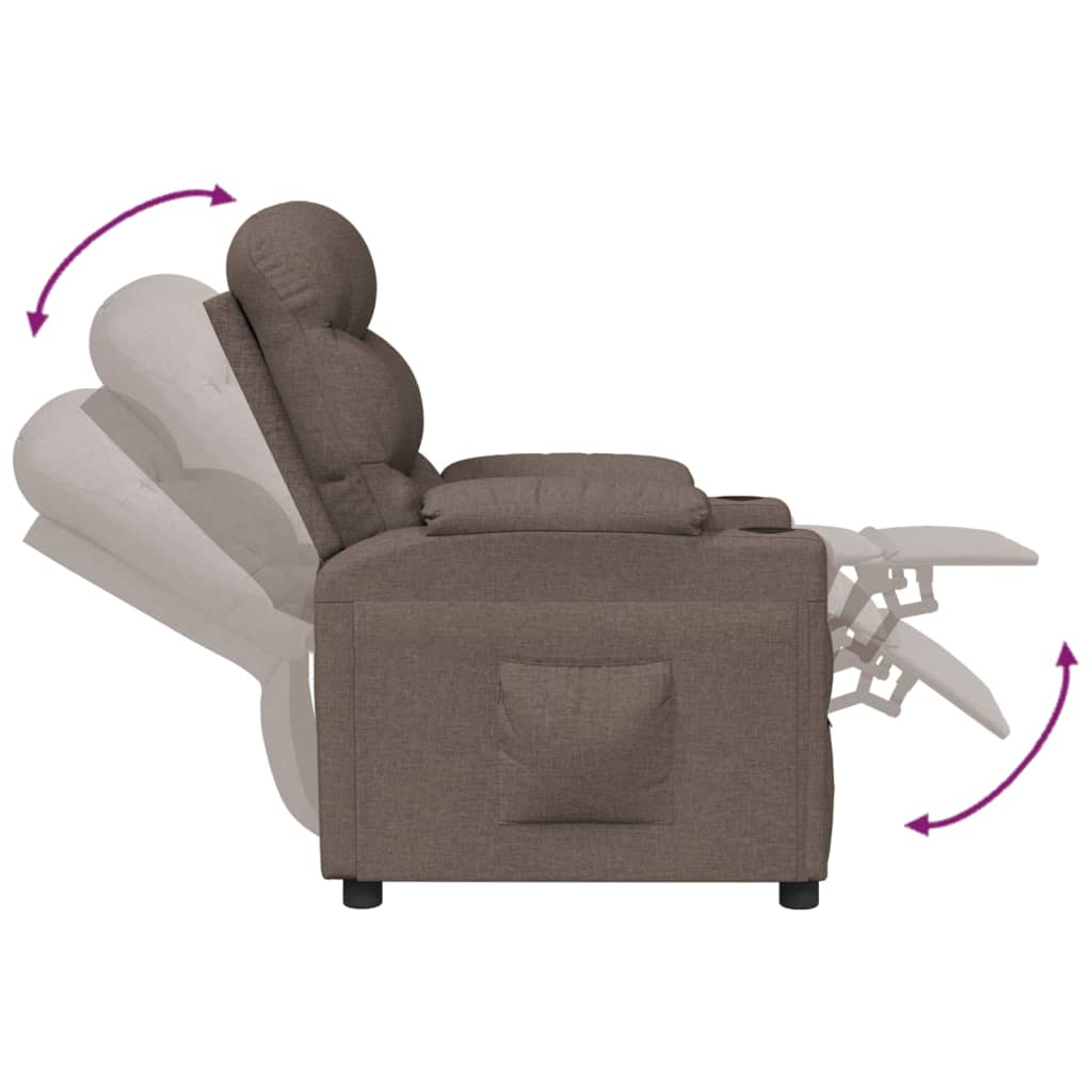 Fauteuil verstelbaar stof taupe
