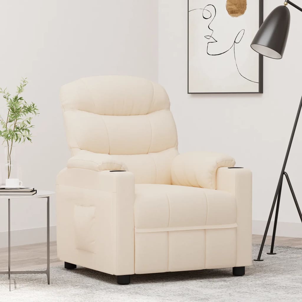 Fauteuil verstelbaar stof crèmekleurig