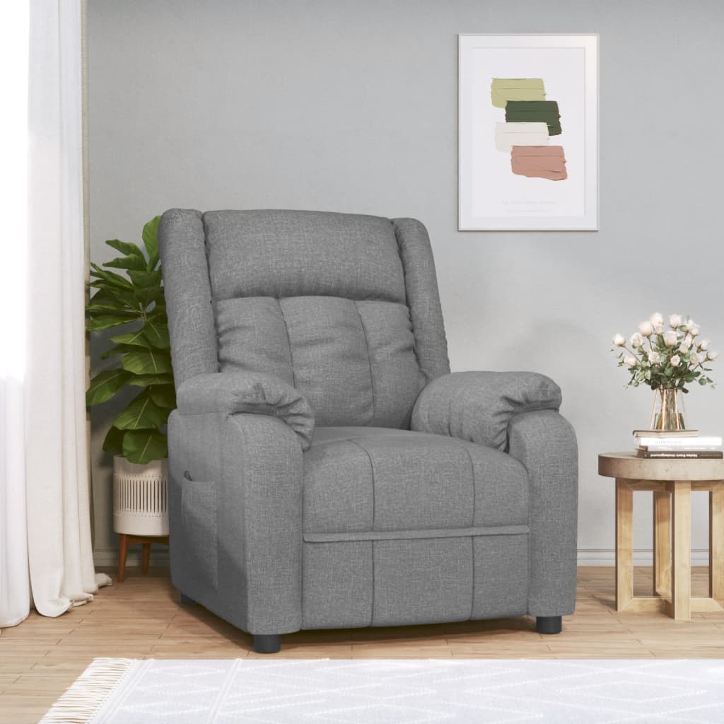 Fauteuil verstelbaar stof lichtgrijs