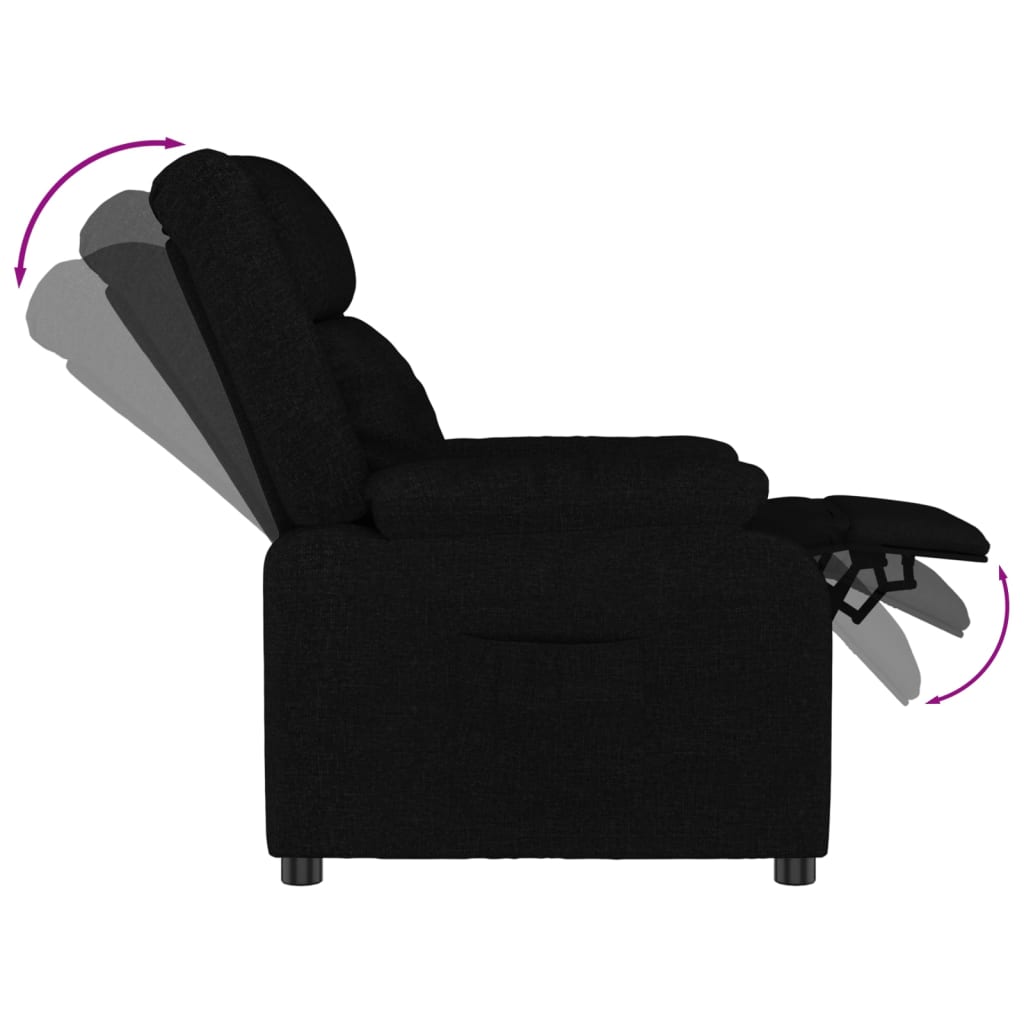 Fauteuil verstelbaar stof zwart