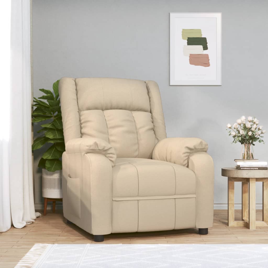 Fauteuil verstelbaar stof crèmekleurig