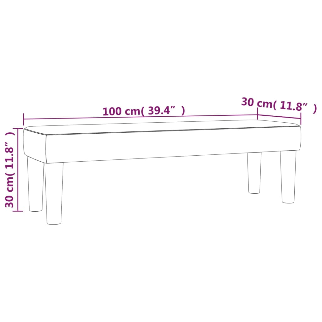 Bankje 100x30x30 cm kunstleer wit