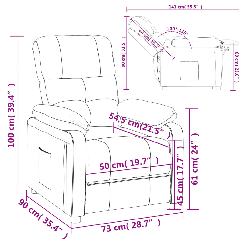 Fauteuil verstelbaar stof taupe