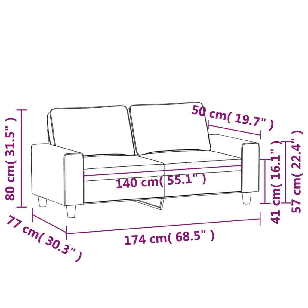 Tweezitsbank 140 cm microvezelstof lichtgrijs