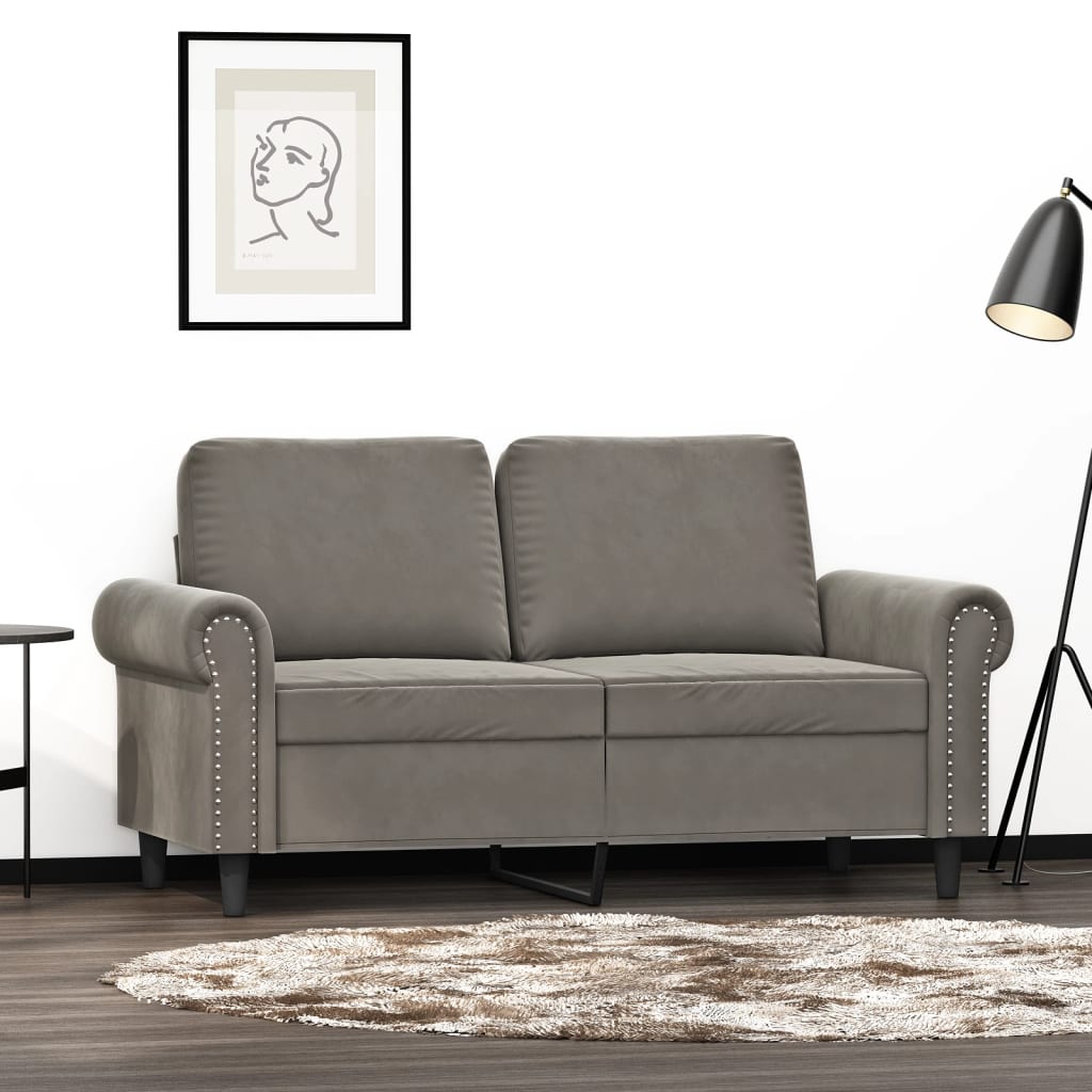 Tweezitsbank 120 cm fluweel lichtgrijs