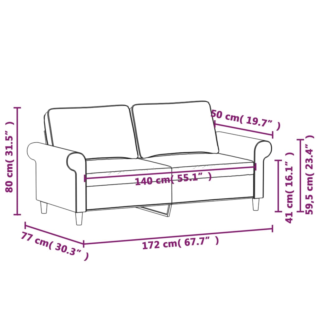 Tweezitsbank 140 cm stof donkergrijs