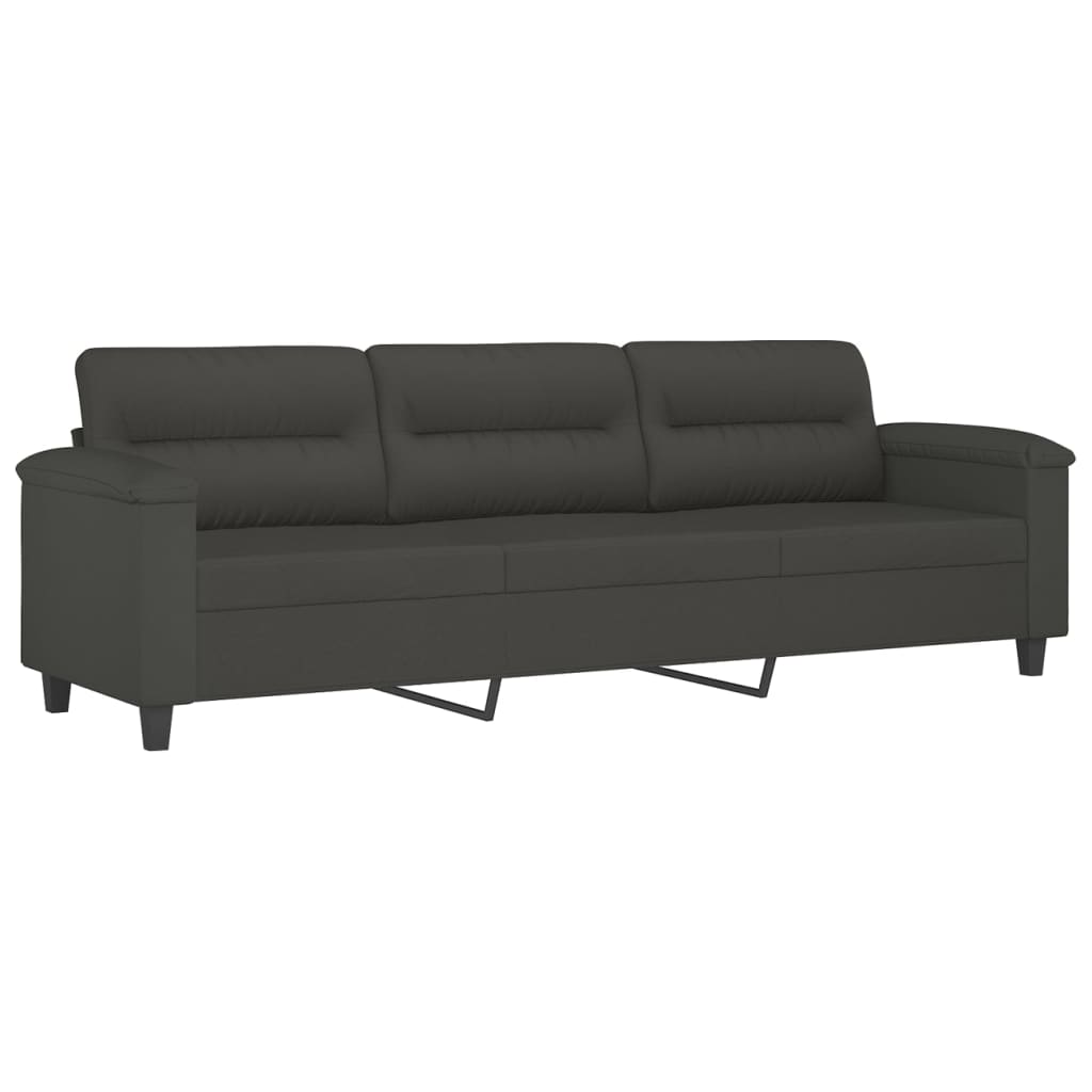 Driezitsbank 210 cm microvezelstof donkergrijs