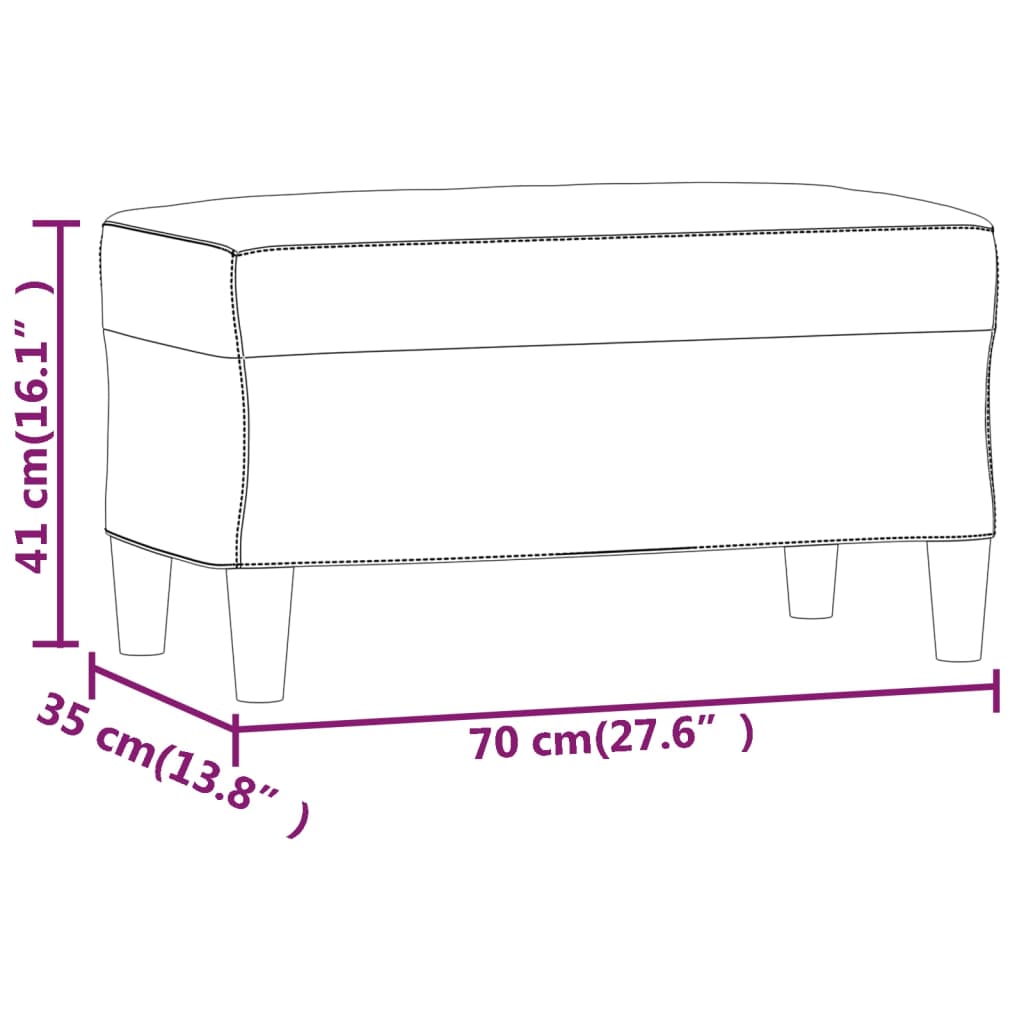 Bankje 70x35x41 cm kunstleer bruin