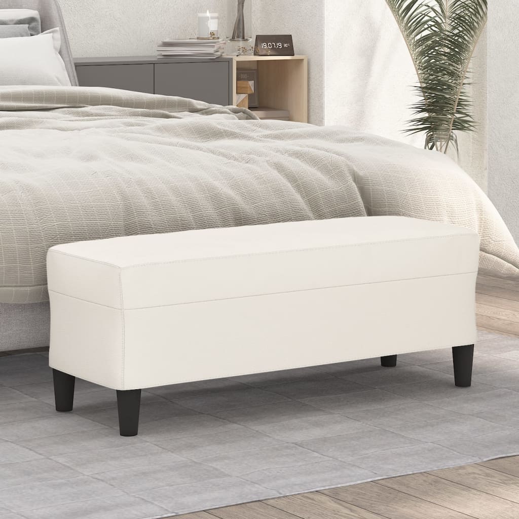 Bankje 100x35x41 cm kunstleer crèmekleurig