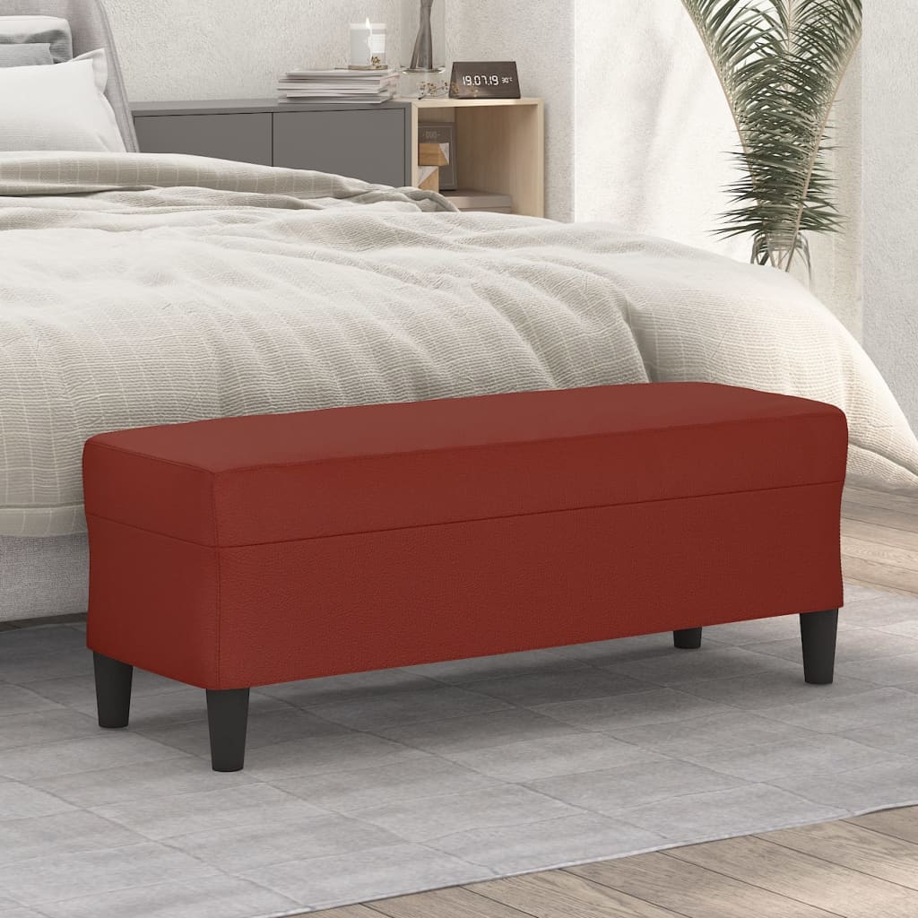 Bankje 100x35x41 cm kunstleer wijnrood