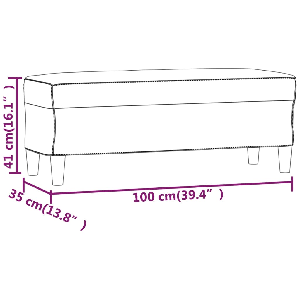 Bankje 100x35x41 cm kunstleer cappuccinokleurig