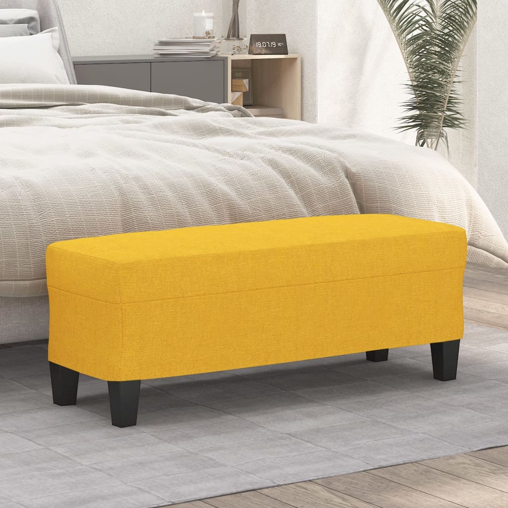 Bankje 100x35x41 cm stof lichtgeel