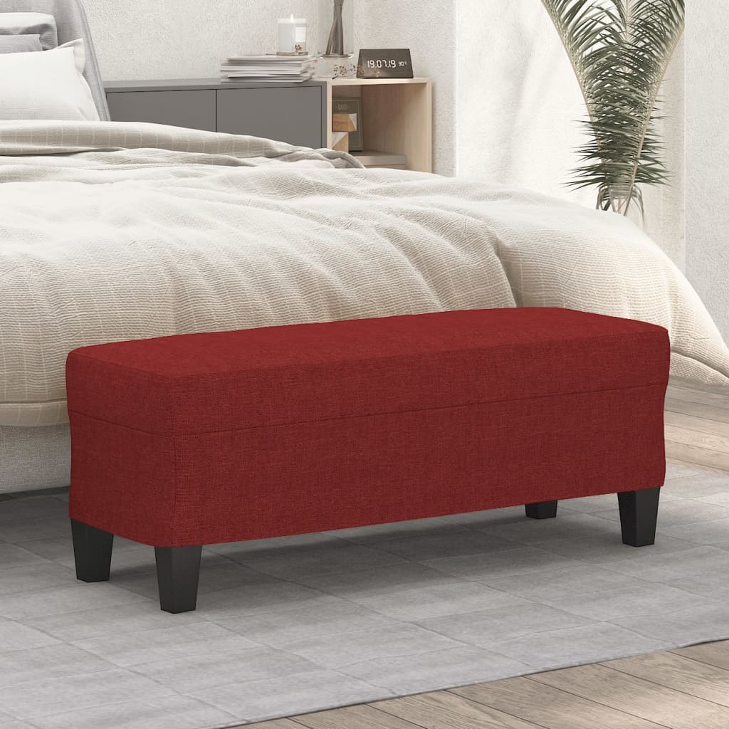 Bankje 100x35x41 cm stof wijnrood