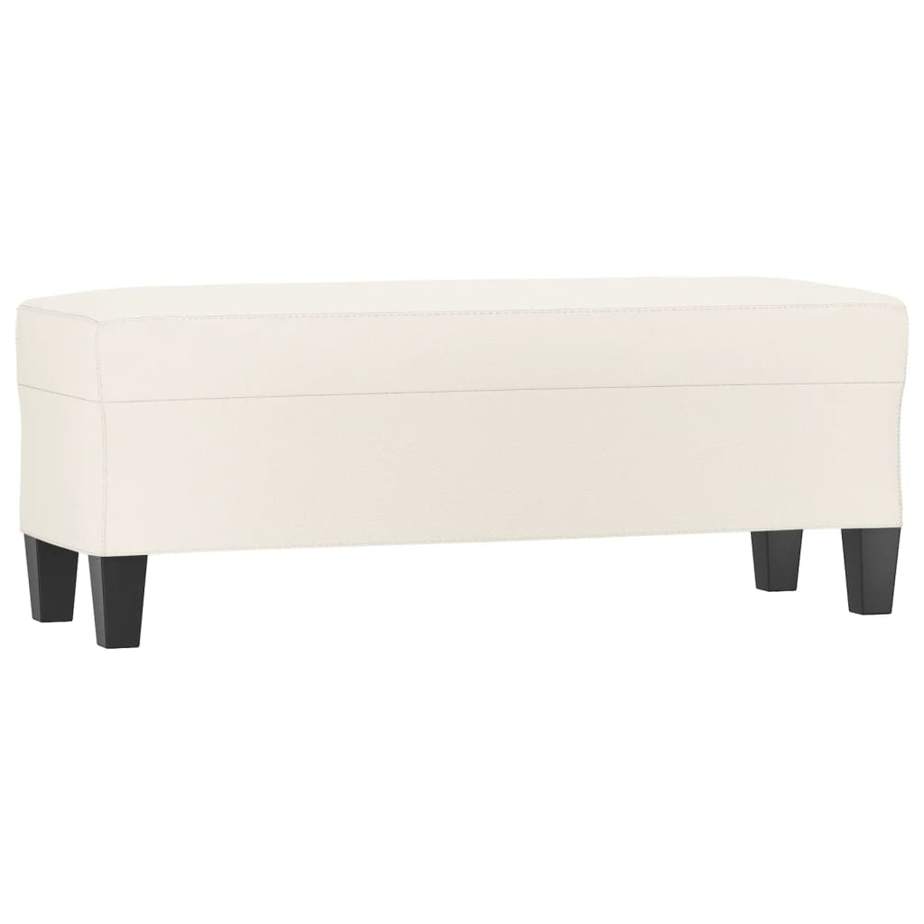 Bankje 100x35x41 cm kunstleer crèmekleurig