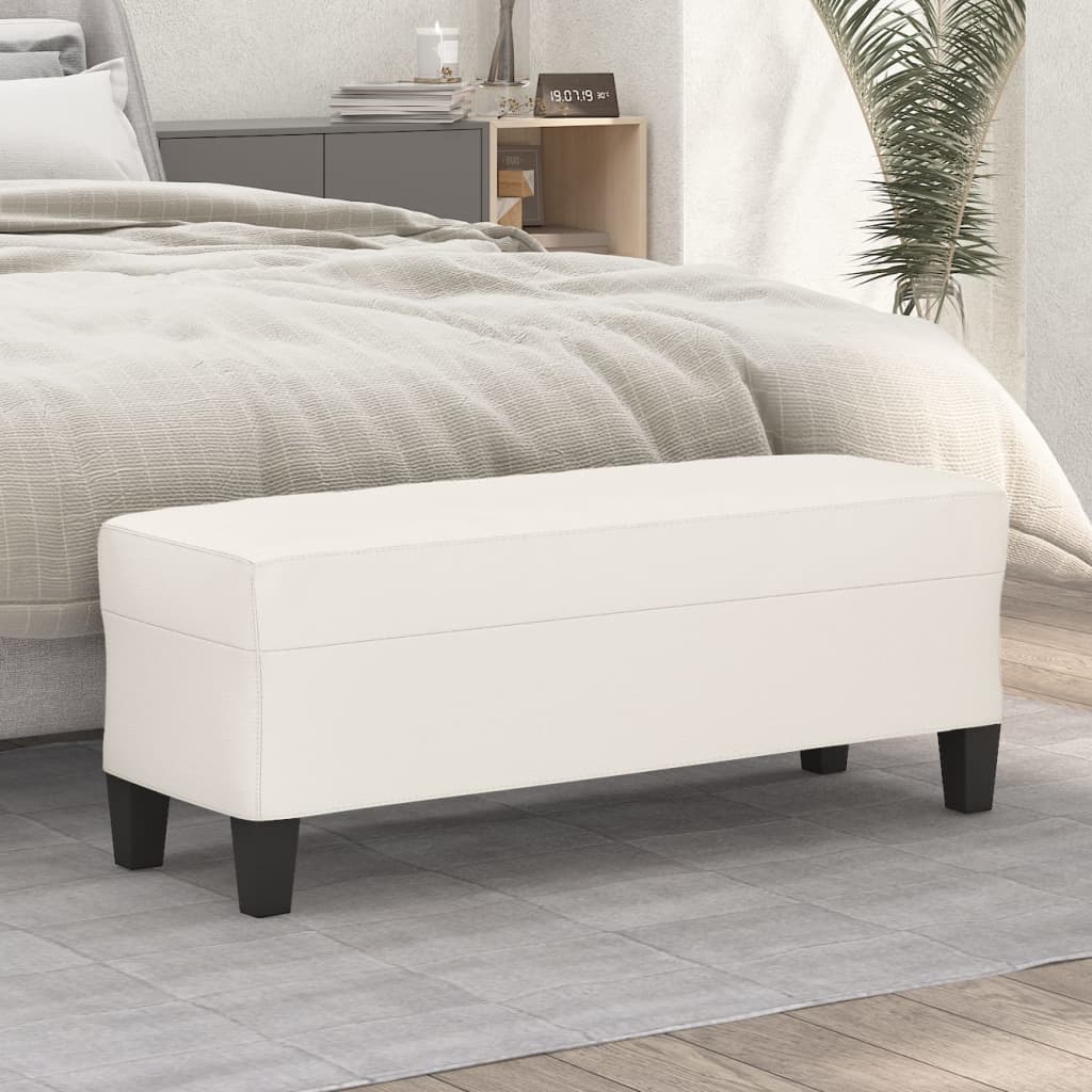 Bankje 100x35x41 cm kunstleer crèmekleurig