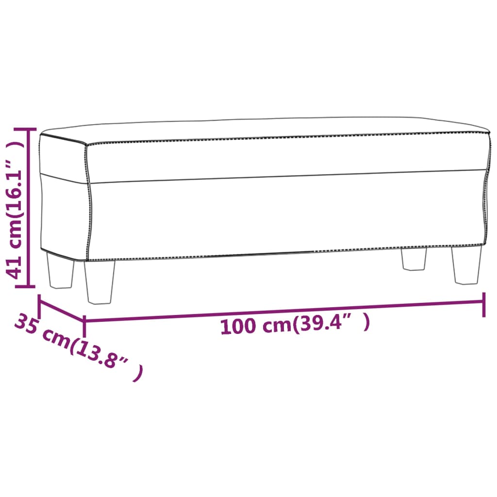 Bankje 100x35x41 cm microvezelstof taupe