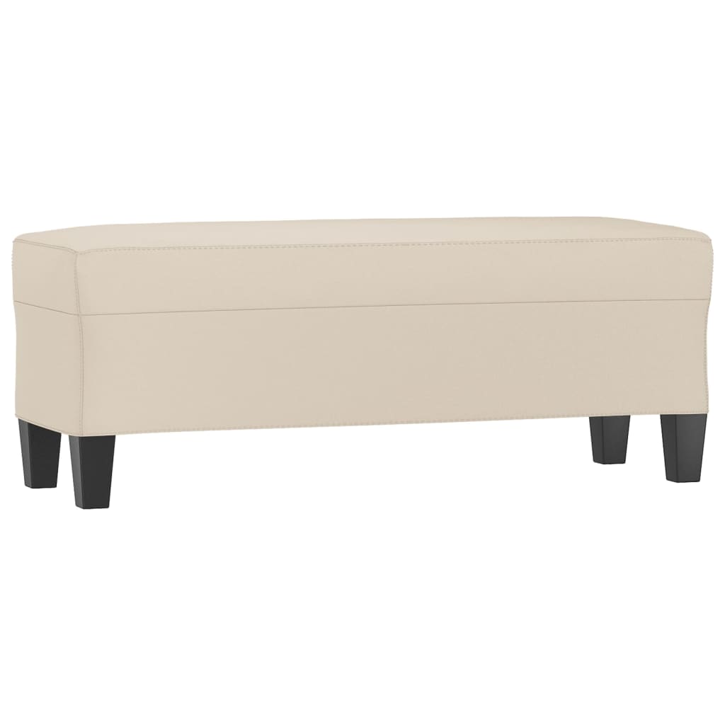 Bankje 100x35x41 cm microvezelstof crèmekleurig