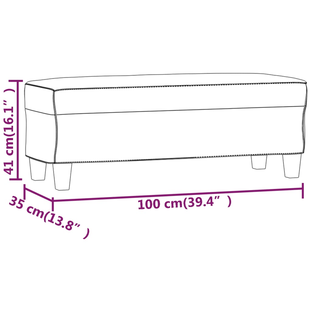 Bankje 100x35x41 cm microvezelstof crèmekleurig
