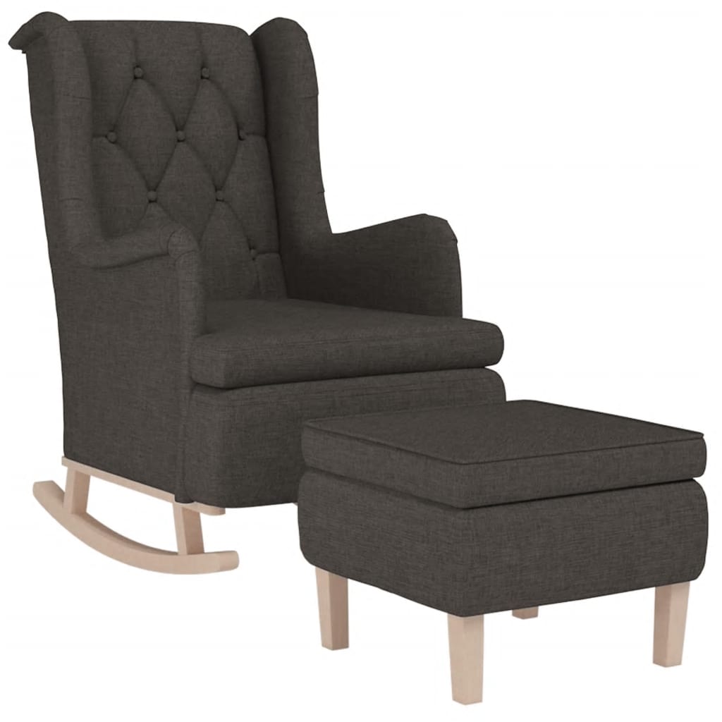 Fauteuil met schommelpoten en voetenbank stof donkergrijs