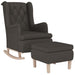 Fauteuil met schommelpoten en voetenbank stof donkergrijs