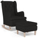 Fauteuil met schommelpoten en voetenbank stof zwart
