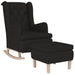 Fauteuil met schommelpoten en voetenbank stof zwart