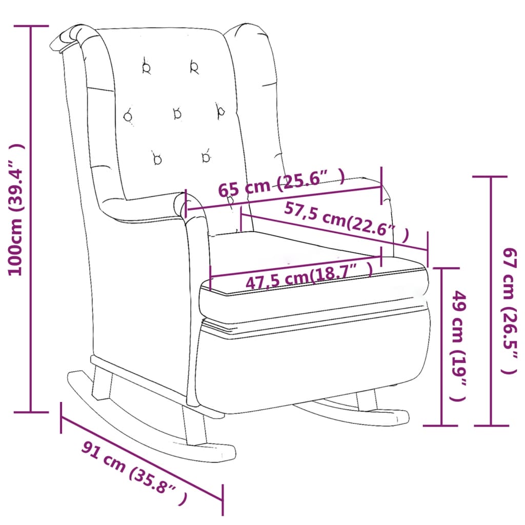 Fauteuil met schommelpoten en voetenbank stof zwart
