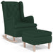 Fauteuil met schommelpoten en voetenbank stof donkergroen