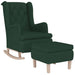 Fauteuil met schommelpoten en voetenbank stof donkergroen
