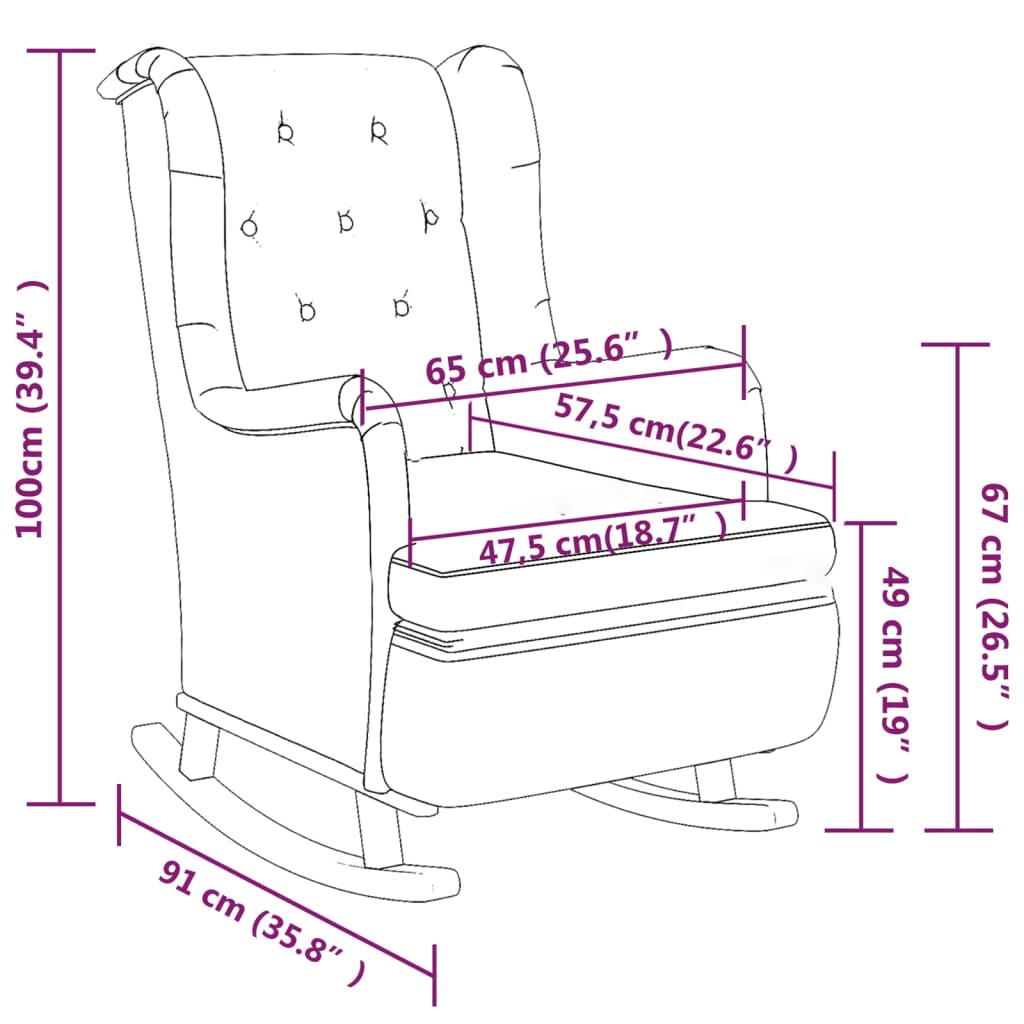 Fauteuil met schommelpoten en voetenbank stof donkergroen