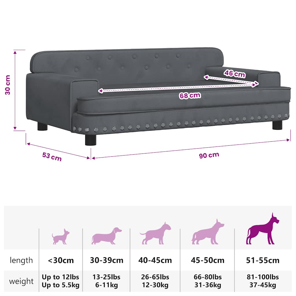 Hondenmand 90x53x30 cm fluweel donkergrijs