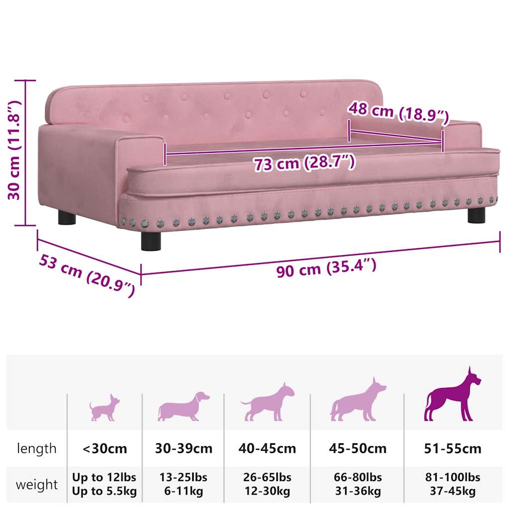 Hondenmand 90x53x30 cm fluweel roze