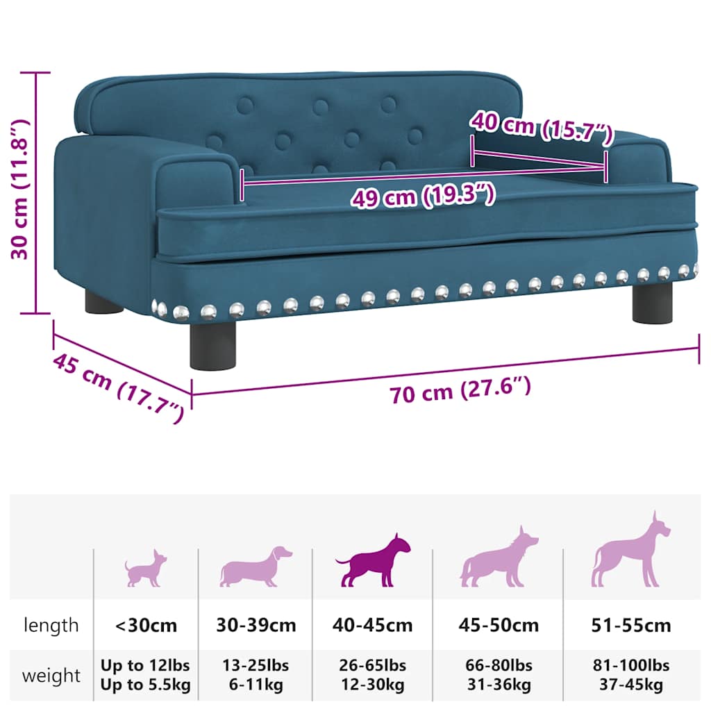Hondenmand 70x45x30 cm fluweel blauw