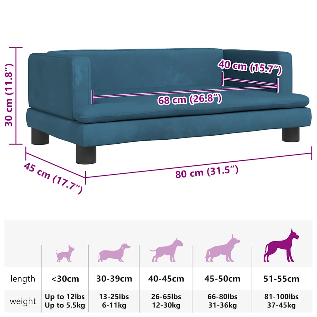 Hondenmand 80x45x30 cm fluweel blauw