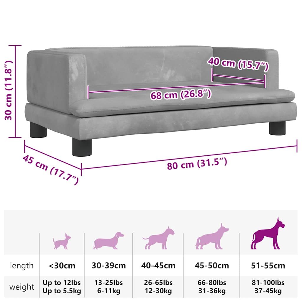 Hondenmand 80x45x30 cm fluweel lichtgrijs