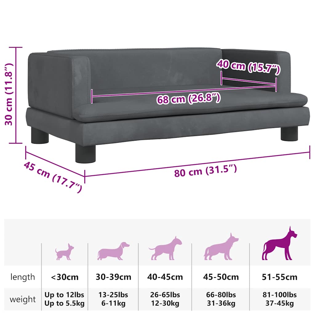 Hondenmand 80x45x30 cm fluweel donkergrijs
